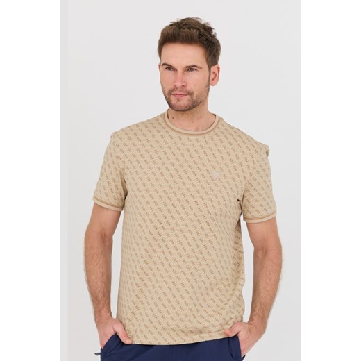 GUESS Beżowy t-shirt Marshall, Rozmiar XXL ze sklepu outfit.pl w kategorii T-shirty męskie - zdjęcie 183936177