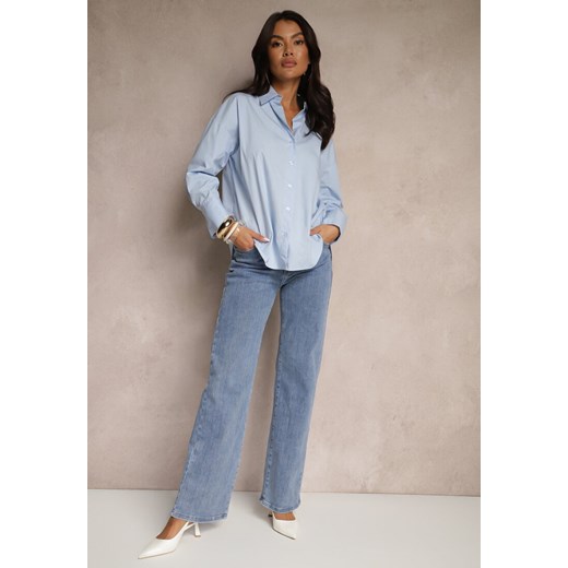 Niebieskie Szerokie Jeansy z Bawełną i Wiskozą High Waist Elresia ze sklepu renee.pl w kategorii Jeansy damskie - zdjęcie 183936209