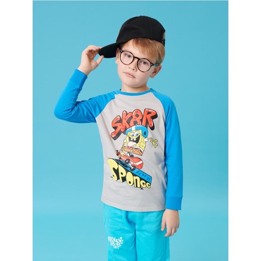 Sinsay - Koszulka z długimi rękawami SpongeBob - szary ze sklepu Sinsay w kategorii T-shirty chłopięce - zdjęcie 183937088