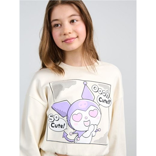 Sinsay - Bawełniana bluza Kuromi - kremowy ze sklepu Sinsay w kategorii Bluzy dziewczęce - zdjęcie 183937216