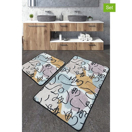 Elizabed Dywaniki łazienkowe (2 szt.) &quot;Centum&quot; w kolorze turkusowo-żółto-fioletowym ze sklepu Limango Polska w kategorii Akcesoria łazienkowe - zdjęcie 183940447