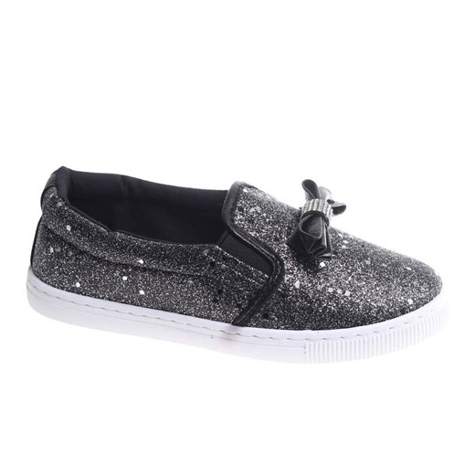 Tenisówki dziewczęce Wsuwane czarne trampki /E8-2 17829 T111/ ze sklepu Pantofelek24.pl w kategorii Trampki dziecięce - zdjęcie 183941435