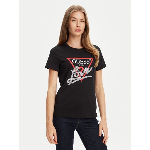 Guess T-Shirt W5YI40 I3Z14 Czarny Regular Fit ze sklepu MODIVO w kategorii Bluzki damskie - zdjęcie 183941516