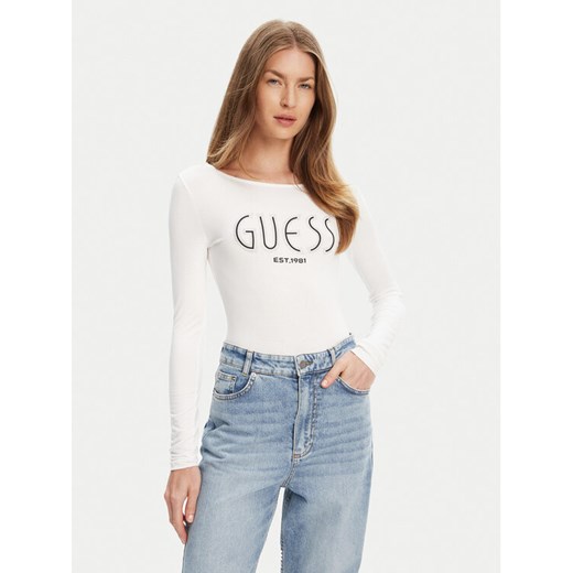 Guess Body W5YP05 K68D2 Biały Slim Fit ze sklepu MODIVO w kategorii Bluzki damskie - zdjęcie 183941536