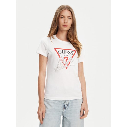 Guess T-Shirt W5YI40 I3Z14 Biały Regular Fit ze sklepu MODIVO w kategorii Bluzki damskie - zdjęcie 183941586