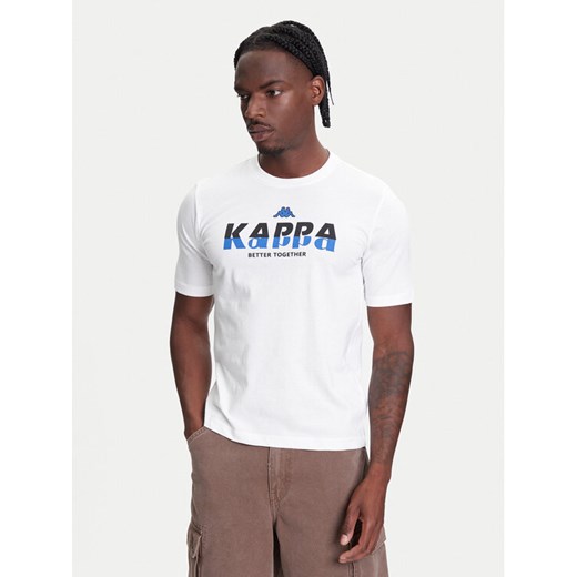 Kappa T-Shirt 351U8KW 001 Biały Regular Fit ze sklepu MODIVO w kategorii T-shirty męskie - zdjęcie 183941606