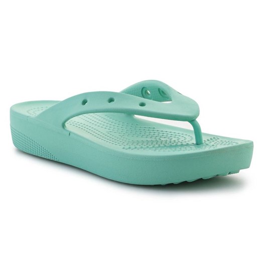Japonki Crocs Classic Platfrom Flip  Oxygen 207714-3UG zielone ze sklepu ButyModne.pl w kategorii Klapki damskie - zdjęcie 183944205