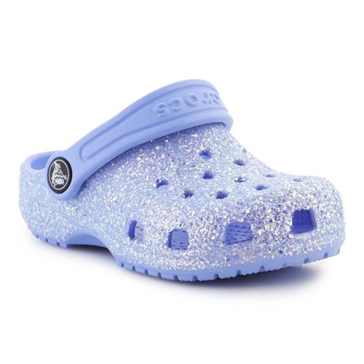 Klapki Crocs Classic Glitter Clog T 206992-5Q6 niebieskie ze sklepu ButyModne.pl w kategorii Klapki dziecięce - zdjęcie 183944235