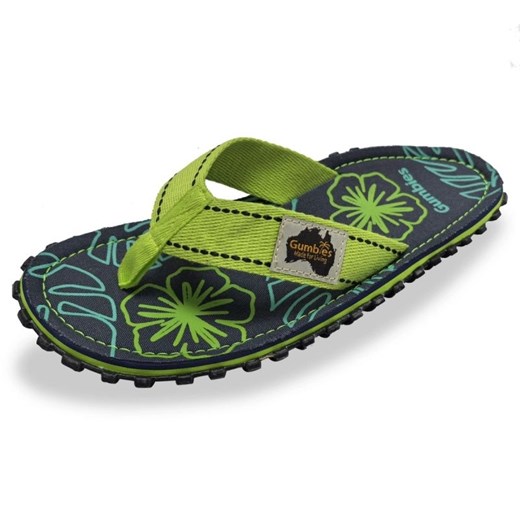 Japonki Gumbies Islander Flip-Flops Lime Hibiscus GU-FFISL148 zielone ze sklepu ButyModne.pl w kategorii Klapki męskie - zdjęcie 183944246