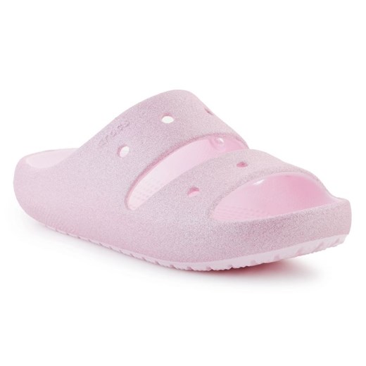 Klapki Crocs Classic Glitter Sandal V2 209705-6ZW różowe ze sklepu ButyModne.pl w kategorii Klapki dziecięce - zdjęcie 183944325