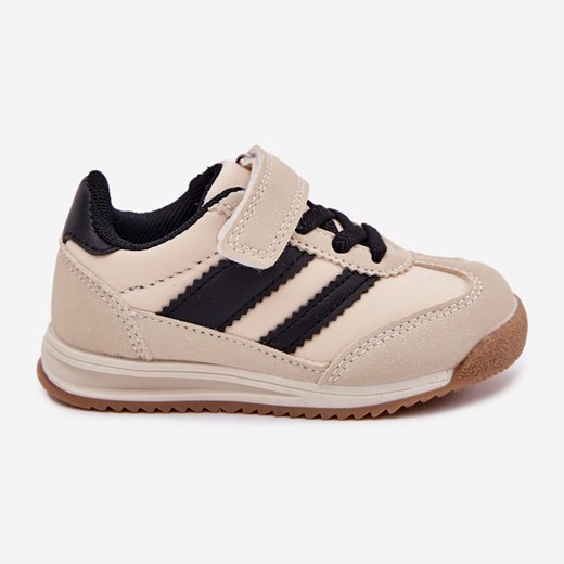 Dziecięce Sneakersy Buty Sportowe Na Rzep Beżowe beżowy ze sklepu ButyModne.pl w kategorii Buty sportowe dziecięce - zdjęcie 183944468