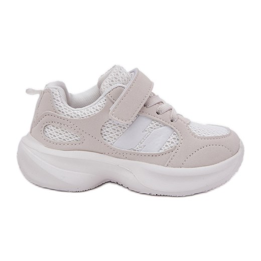 Buty Sportowe Sneakersy Dziecięce Na Rzep Białe ze sklepu ButyModne.pl w kategorii Buty sportowe dziecięce - zdjęcie 183944475