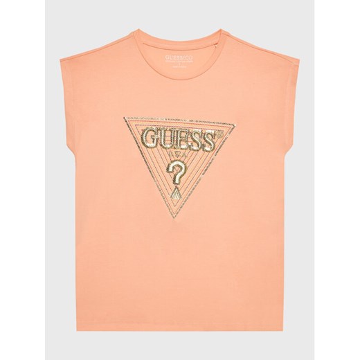 Guess T-Shirt K3GI07 K6YW1 Pomarańczowy Boxy Fit ze sklepu MODIVO w kategorii Bluzki dziewczęce - zdjęcie 183944789