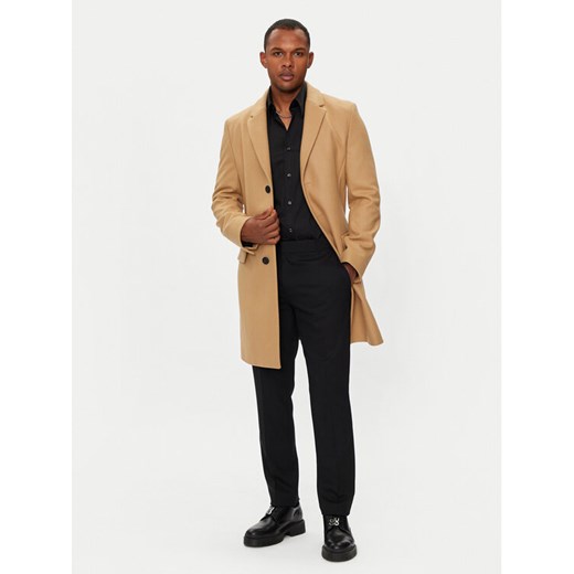 Hugo Płaszcz wełniany Migor 2441 50528793 Beżowy Slim Fit ze sklepu MODIVO w kategorii Płaszcze męskie - zdjęcie 183945036