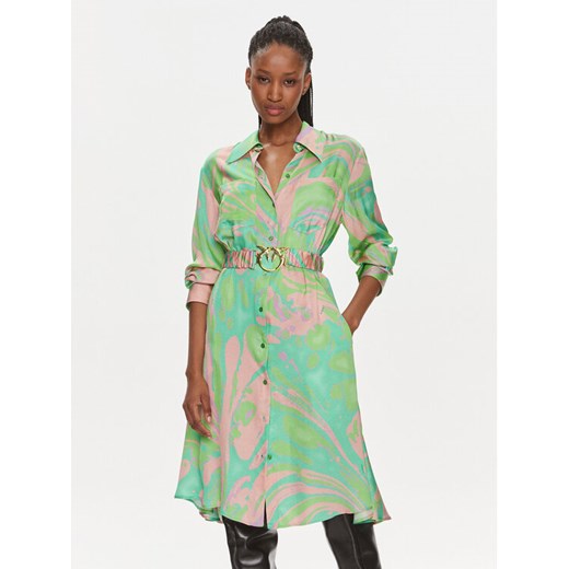 Pinko Sukienka koszulowa 103084 A1PE Zielony Regular Fit ze sklepu MODIVO w kategorii Sukienki - zdjęcie 183945057