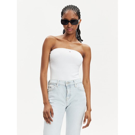 Tommy Jeans Top Essential DW0DW17989 Biały Slim Fit Tommy Jeans M MODIVO