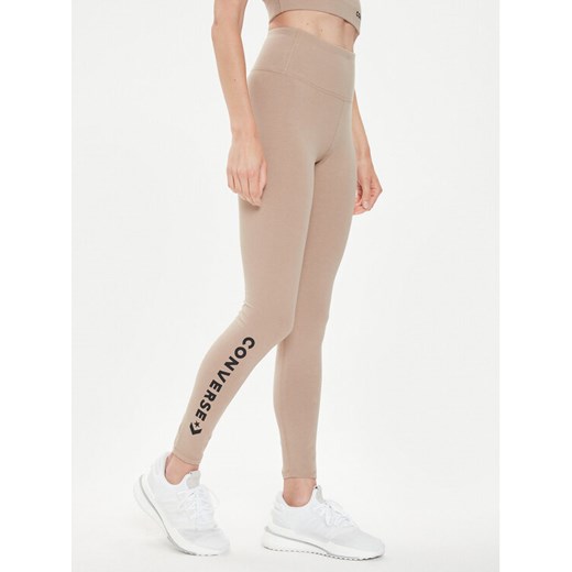 Converse Legginsy W Wordmark Legging 10024544-A10 Beżowy Skinny Fit ze sklepu MODIVO w kategorii Spodnie damskie - zdjęcie 183945218