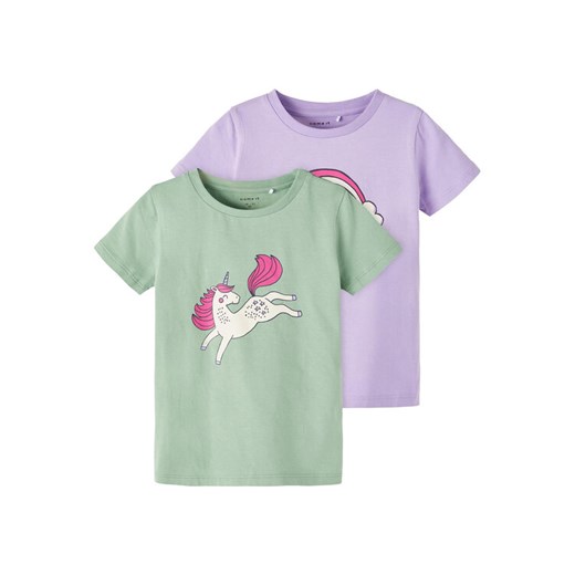 NAME IT Komplet 2 t-shirtów 13216260 Kolorowy Regular Fit ze sklepu MODIVO w kategorii Bluzki dziewczęce - zdjęcie 183945277