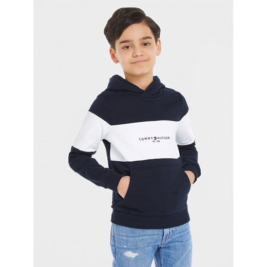Tommy Hilfiger Bluza Essential Colorblock KB0KB08385 S Granatowy Regular Fit Tommy Hilfiger 14Y MODIVO