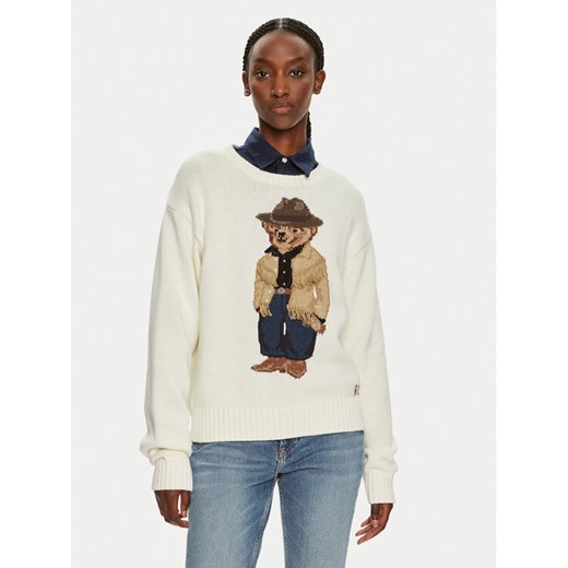 Polo Ralph Lauren Sweter 211941562001 Beżowy Relaxed Fit ze sklepu MODIVO w kategorii Swetry damskie - zdjęcie 183945468
