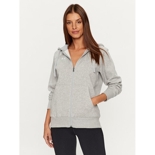 Under Armour Bluza Ua Rival Fleece Fz Hoodie 1379497 Szary Loose Fit ze sklepu MODIVO w kategorii Bluzy damskie - zdjęcie 183945517