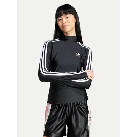 adidas Bluzka adicolor 3-Stripes IZ3200 Czarny Slim Fit ze sklepu MODIVO w kategorii Bluzki damskie - zdjęcie 183945706