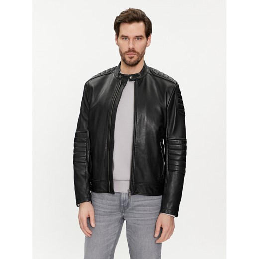 Boss Kurtka skórzana Jolur 50504104 Czarny Regular Fit ze sklepu MODIVO w kategorii Kurtki męskie - zdjęcie 183945886