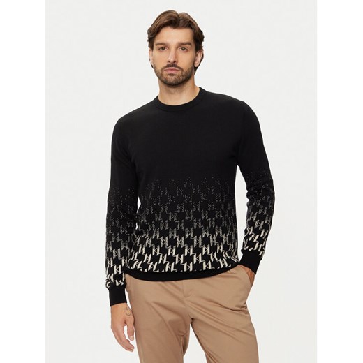 KARL LAGERFELD Sweter 655034 544305 Czarny Regular Fit ze sklepu MODIVO w kategorii Swetry męskie - zdjęcie 183945959