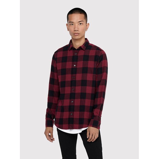 Only & Sons Koszula Gudmund 22007112 Bordowy Slim Fit ze sklepu MODIVO w kategorii Koszule męskie - zdjęcie 183946009