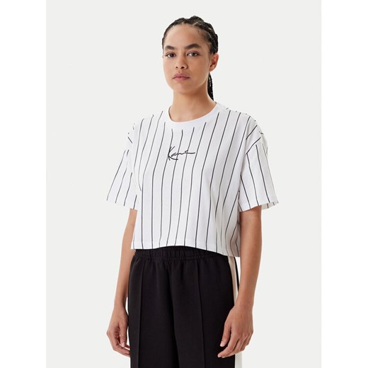 Karl Kani T-Shirt Small Signature Essential Pinstripe 6137879 Biały Relaxed Fit ze sklepu MODIVO w kategorii Bluzki damskie - zdjęcie 183946067