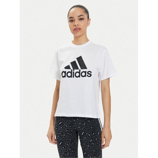 adidas T-Shirt Floral Graphic Big Logo IN7314 Biały Regular Fit ze sklepu MODIVO w kategorii Bluzki damskie - zdjęcie 183946739