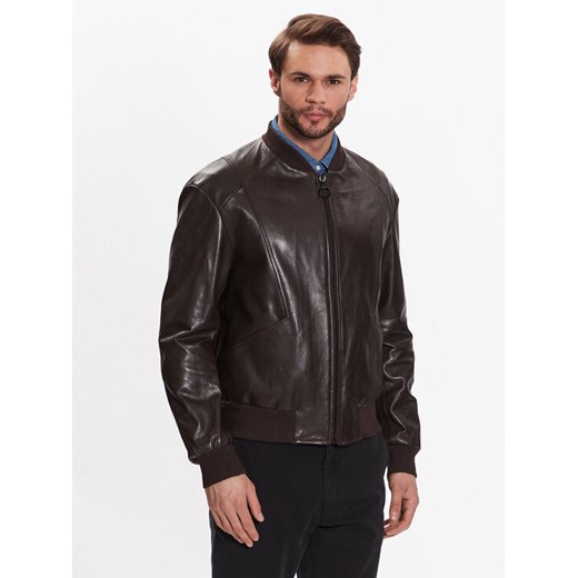 Trussardi Kurtka skórzana 52S00865 Brązowy Regular Fit ze sklepu MODIVO w kategorii Kurtki męskie - zdjęcie 183946945