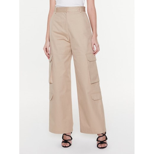 MSGM Spodnie materiałowe 3441MDP21 237104 Beżowy Regular Fit ze sklepu MODIVO w kategorii Spodnie damskie - zdjęcie 183947015