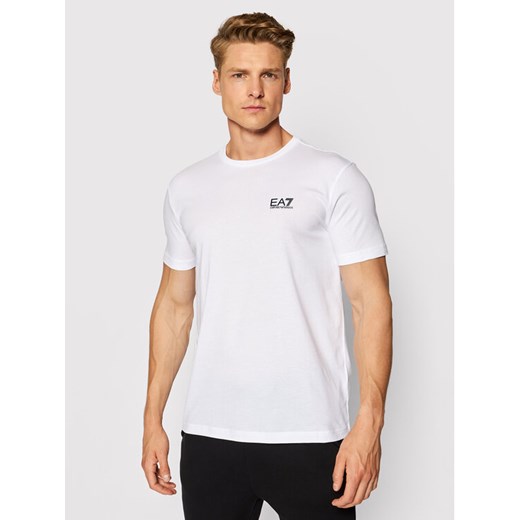 EA7 Emporio Armani T-Shirt 8NPT51 PJM9Z 1100 Biały Regular Fit ze sklepu MODIVO w kategorii T-shirty męskie - zdjęcie 183947137