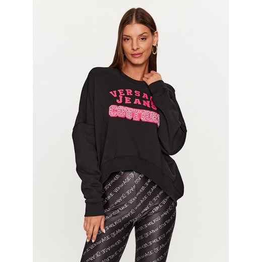 Versace Jeans Couture Bluza 75HAIE07 Czarny Regular Fit ze sklepu MODIVO w kategorii Bluzy damskie - zdjęcie 183947138