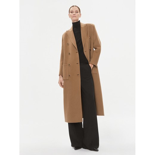 Elisabetta Franchi Płaszcz wełniany CP-43D-36E2-V840 Brązowy Regular Fit ze sklepu MODIVO w kategorii Płaszcze damskie - zdjęcie 183947245