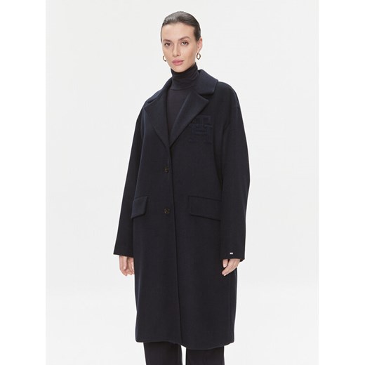 Tommy Hilfiger Płaszcz wełniany WW0WW39756 Granatowy Regular Fit ze sklepu MODIVO w kategorii Płaszcze damskie - zdjęcie 183947715