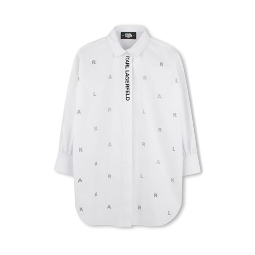 Karl Lagerfeld Kids Sukienka koszulowa Z30463 S Biały Relaxed Fit ze sklepu MODIVO w kategorii Sukienki dziewczęce - zdjęcie 183947817