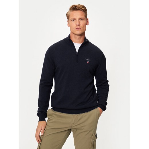 Aeronautica Militare Sweter 242MA1389L415 Granatowy Regular Fit ze sklepu MODIVO w kategorii Swetry męskie - zdjęcie 183947909