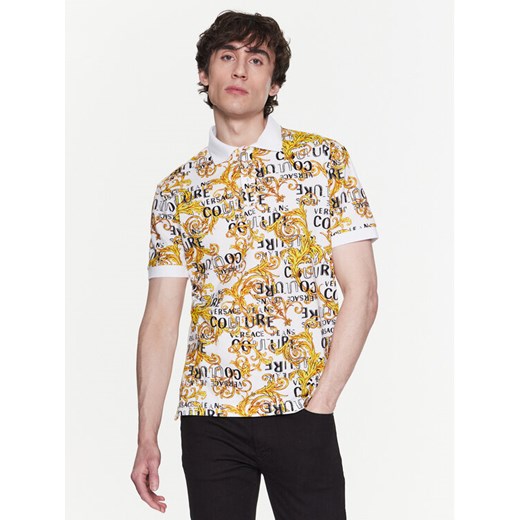 Versace Jeans Couture Polo 74GAG6S0 Biały Regular Fit ze sklepu MODIVO w kategorii T-shirty męskie - zdjęcie 183947917