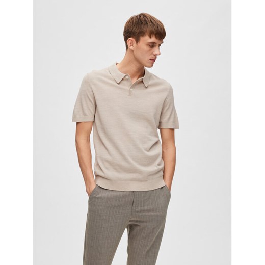 Selected Homme Polo 16088649 Beżowy ze sklepu MODIVO w kategorii Swetry męskie - zdjęcie 183948129