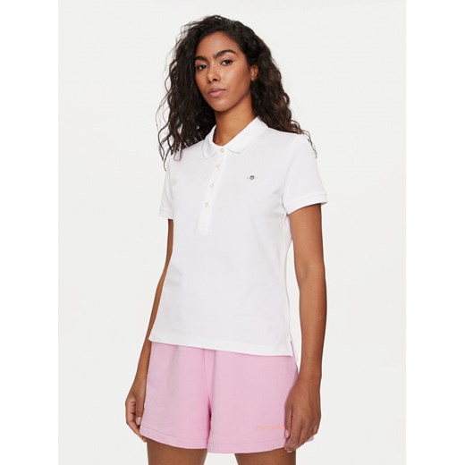 Gant Polo Shield 4200870 Biały Slim Fit ze sklepu MODIVO w kategorii Bluzki damskie - zdjęcie 183948217