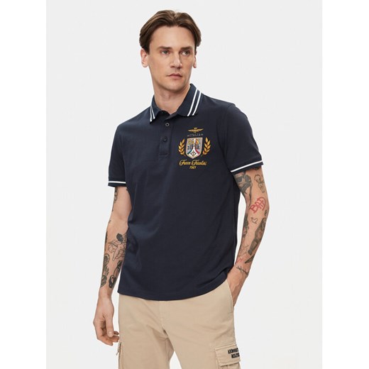Aeronautica Militare Polo 241PO1764P199 Granatowy Regular Fit ze sklepu MODIVO w kategorii T-shirty męskie - zdjęcie 183948387