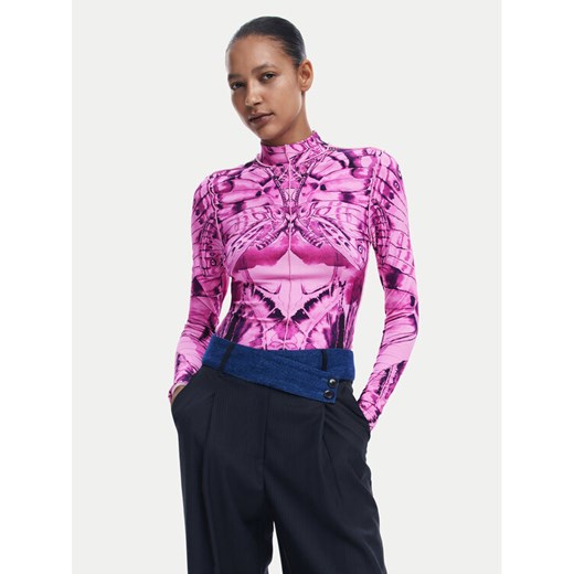Desigual Bluzka Bfly 24WWTK97 Różowy Slim Fit Desigual L MODIVO