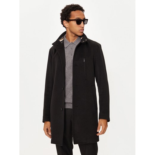 Boss Płaszcz wełniany H-Hyde 50525764 Czarny Slim Fit ze sklepu MODIVO w kategorii Płaszcze męskie - zdjęcie 183948915