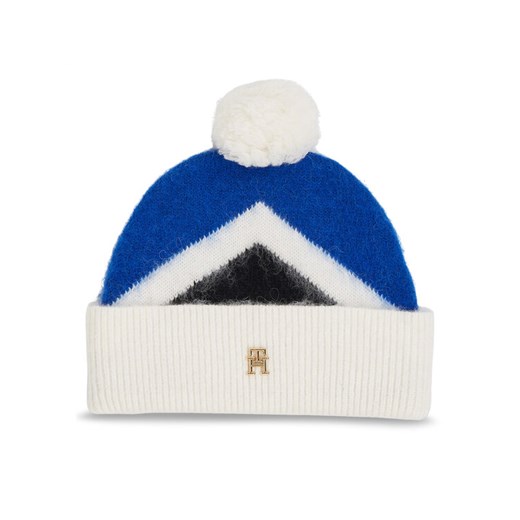 Czapka Tommy Hilfiger Th Evening Pompom Beanie Argyle AW0AW15305 Niebieski ze sklepu eobuwie.pl w kategorii Czapki zimowe damskie - zdjęcie 183969375