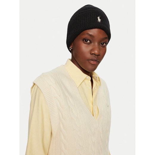 Czapka Polo Ralph Lauren 455954355007 Czarny ze sklepu eobuwie.pl w kategorii Czapki zimowe damskie - zdjęcie 183970267