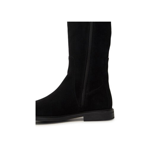 Kozaki Tommy Hilfiger Flag Suede Long Boot Zip FW0FW08178 Czarny Tommy Hilfiger 38 eobuwie.pl