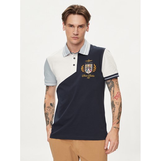 Aeronautica Militare Polo 241PO1764P199 Granatowy Regular Fit ze sklepu MODIVO w kategorii T-shirty męskie - zdjęcie 183985168