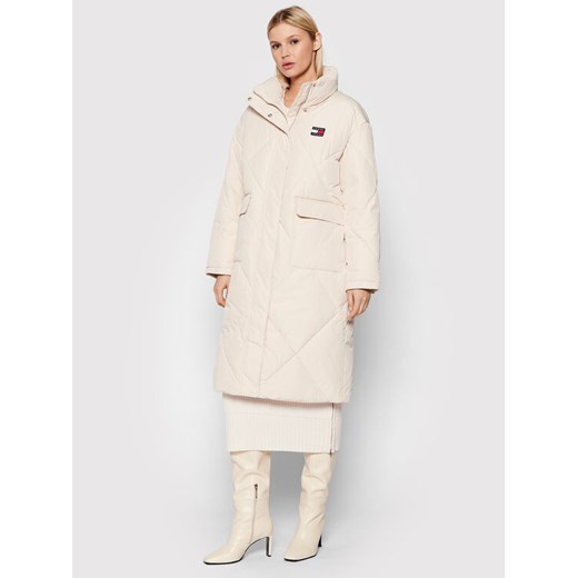 Tommy Jeans Kurtka zimowa Longline Fashion DW0DW11107 Beżowy Regular Fit ze sklepu MODIVO w kategorii Kurtki damskie - zdjęcie 183985377